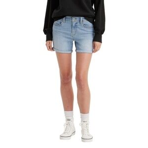 Levi's Women's Mid Rise Slim Fit Mid Length Jean Shorts Light Indigo 27